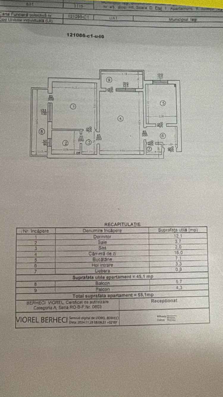 Închiriere apartamente 2 camere în Iași, lângă Liceul Cantemir