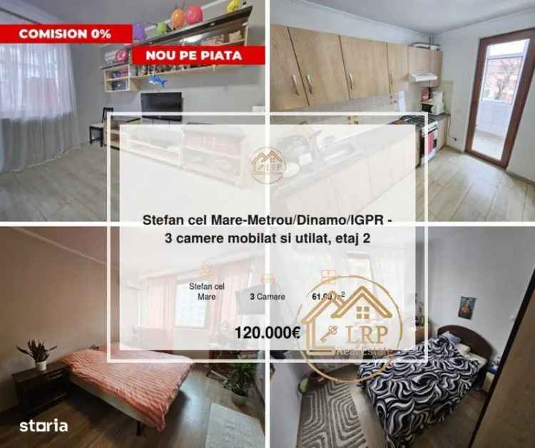 Cumparare apartamente 3 camere mobilate in zona Stefan cel Mare