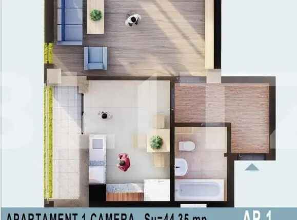 Apartament 1 camera, 44 mp utili, bloc nou, Calea Moldovei