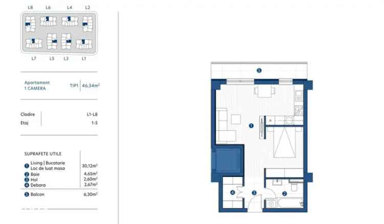 Apartament de vânzare 1 cameră în complex rezidențial nou Iași