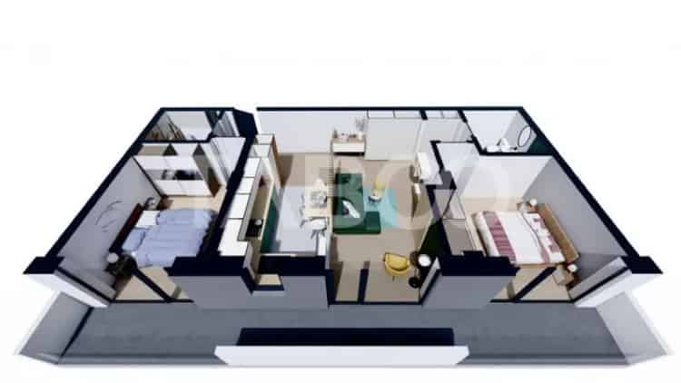 Apartament 3 camere Sibiu zona Terezian 69 mp balcon 2 bai
