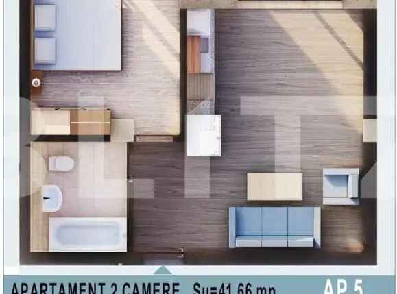 Apartament 2 camere, 42mp utili, Calea Moldovei