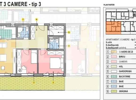 Apartament de 3 camere, 67mp utili, gradina 22mp, Calea Moldovei!