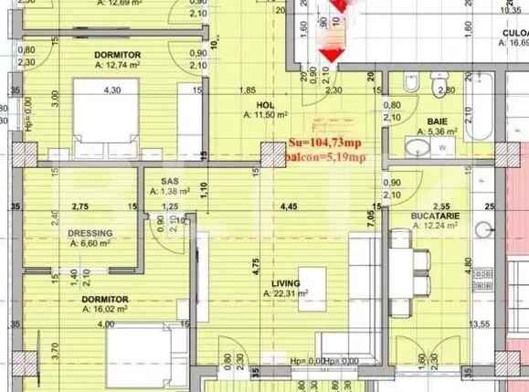 Apartament 4 camere, 105 mp, bloc nou, zona Centrală