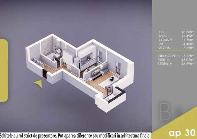 (AP.30/2/B) Garsoniera Theodor Pallady - Metrou Teclu - Estimobiliar